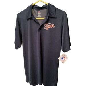 Majestic Detroit Tigers MLB Mens Polo Shirt Navy Blue Performance Logo Small NWT